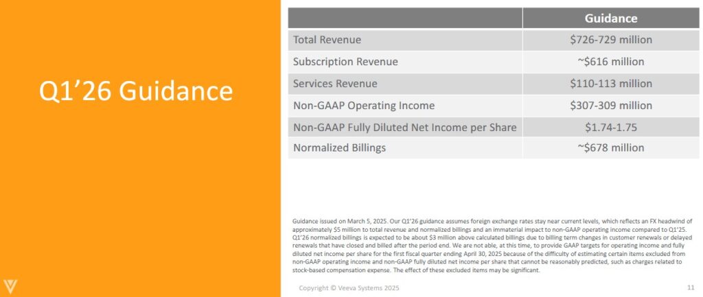 VEEV - Q1 2026 Guidance - March 5 2025