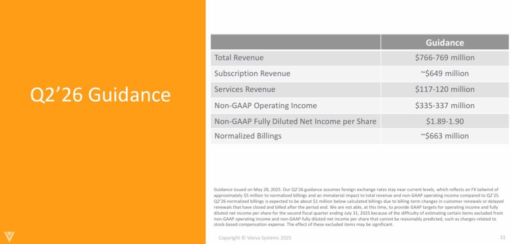 VEEV - Q2 2026 Guidance - May 28 2025