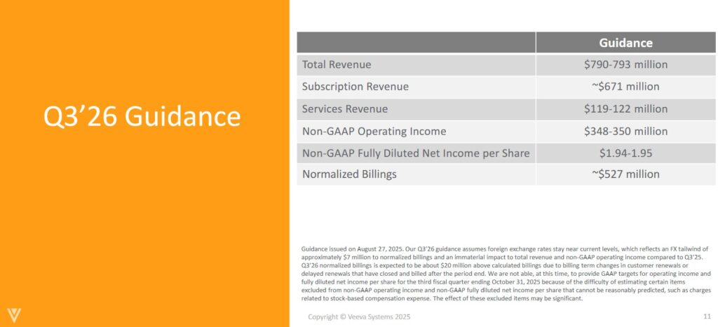 VEEV - Q3 2026 Guidance - August 27 2025